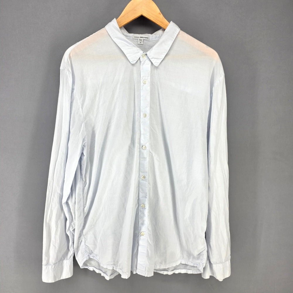 James Perse Button Down Shirt Mens 4 XL Light Blue MLC3408 Standard Long Sleeve